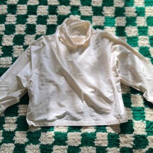 Black Crane Cream Turtleneck Long Dolman Sleeve  Top